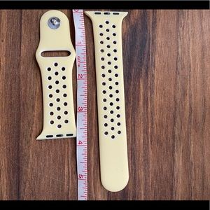 Yellow white silicone sports watch band compatible w/ the Apple Watch 42/44mm